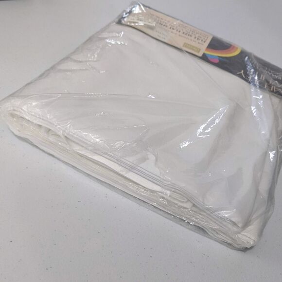 Medley White Vintage Full Flat Sheet Sears Perma Prest Percale Cotton Blend New - Picture 7 of 7